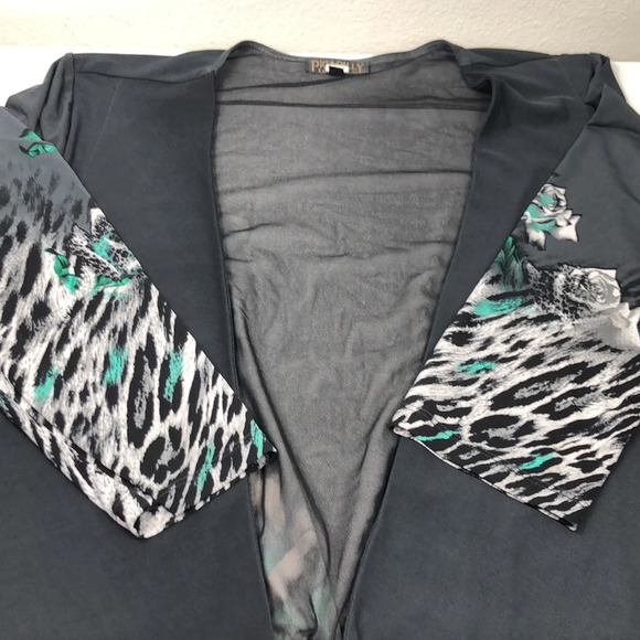 2/$30 Picadilly Fashion Slinky Cardigan Size XL Open Front Floral Animal Print - Picture 10 of 15